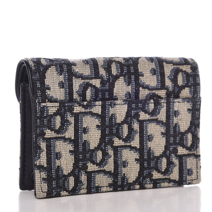 Christian Dior Oblique Saddle Card Holder Blue 3 of 8
