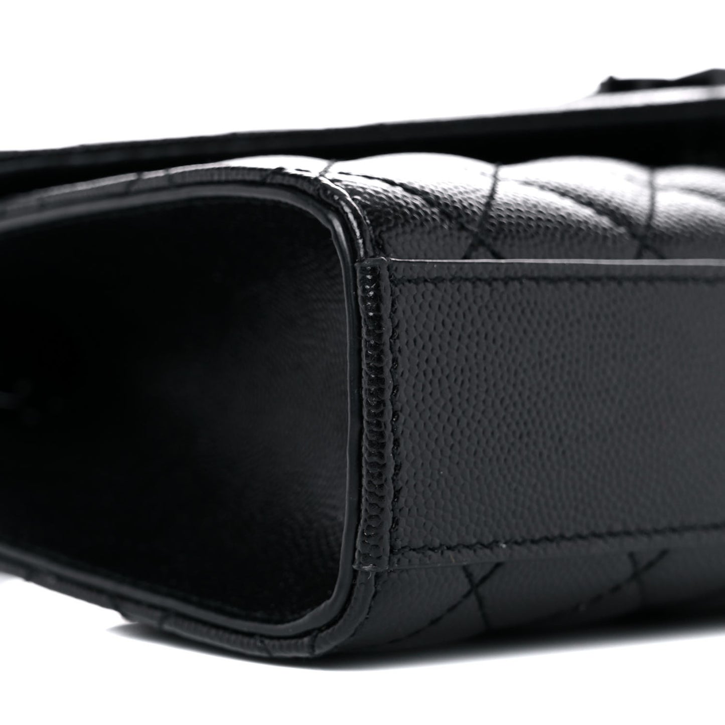 Grain De Poudre Textured Mixed Matelasse Triquilt Small Monogram Satchel Black