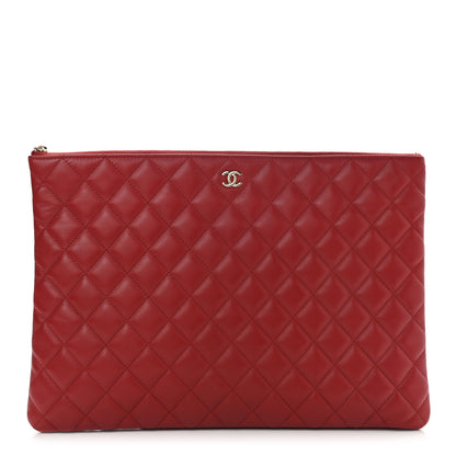 Chanel Lambskin Quilted Large Cosmetic Case Red 1 of 8