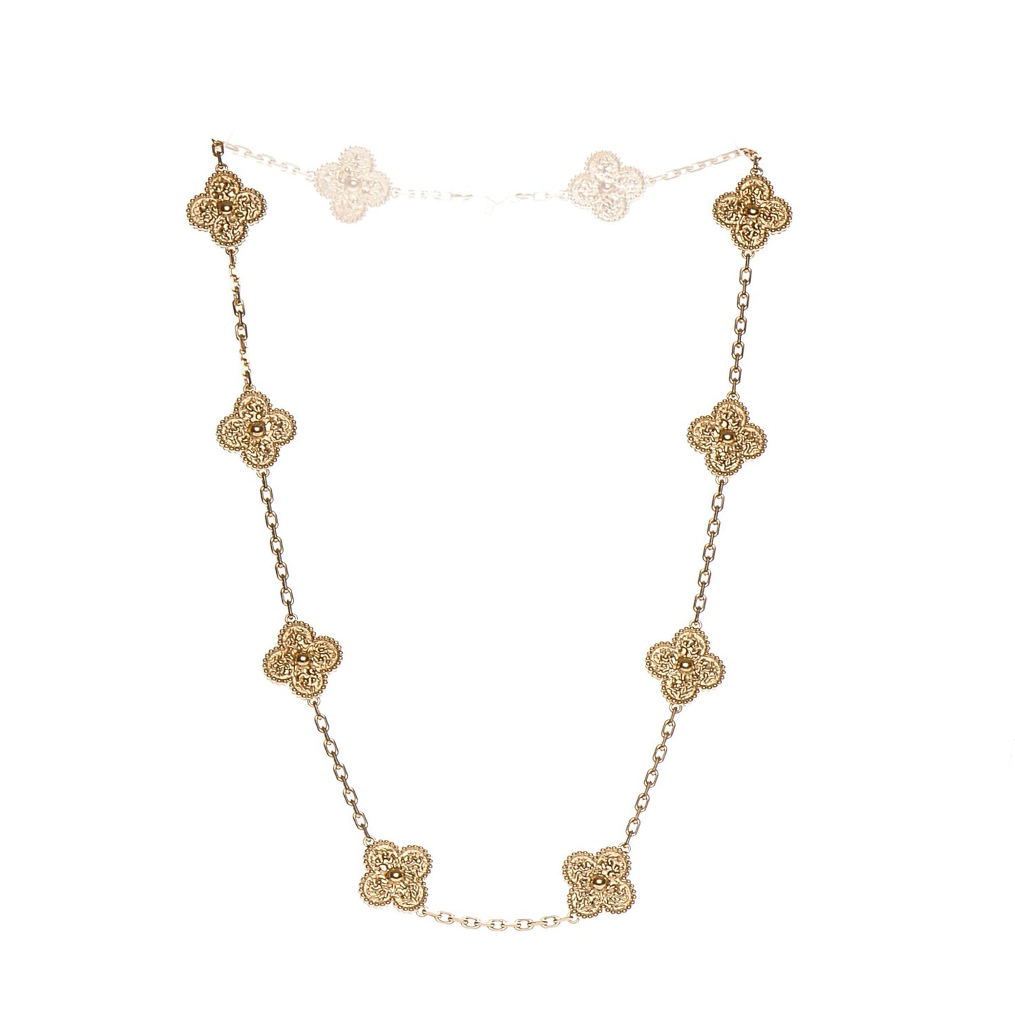 18K Yellow Gold 10 Motifs Vintage Alhambra Necklace