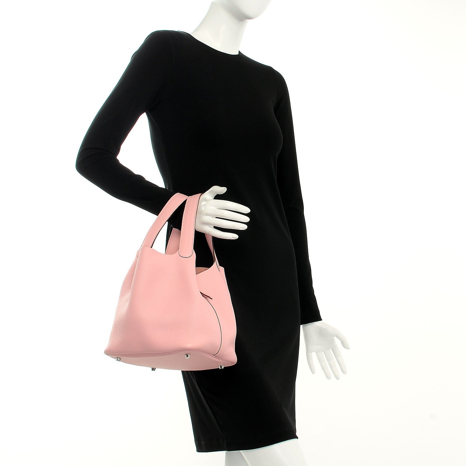 Hermes Taurillon Clemence Picotin 22 MM Rose Sakura 2 of 8