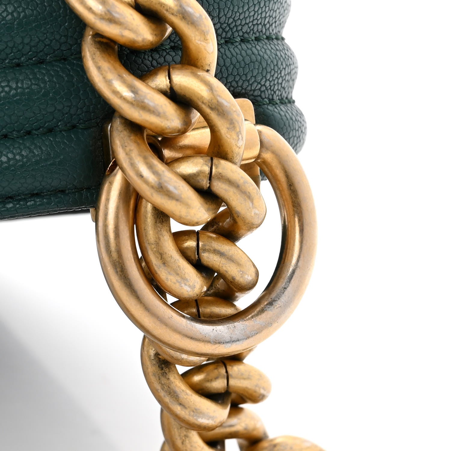 Chanel Caviar Quilted Medium Boy Flap Dark Green 11 of 12