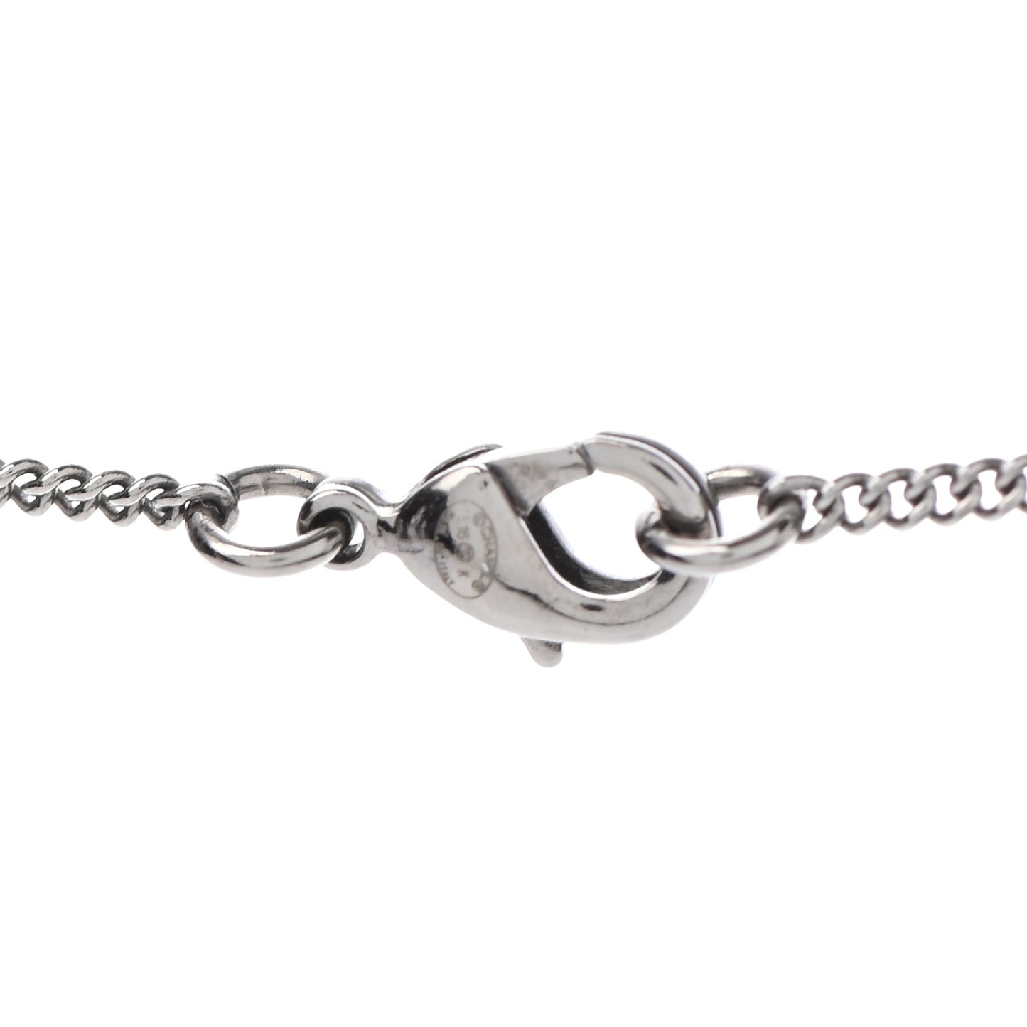 Baguette Crystal CC Necklace Silver Black