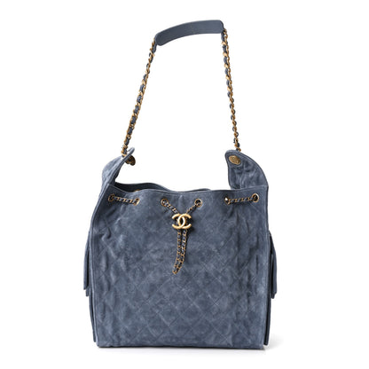 Chanel Suede Quilted Medium Chanel 25 Handbag Blue 1 of 12