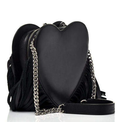 Saint Laurent Calfskin Fringe Small Monogram Love Shoulder Bag Black 3 of 9