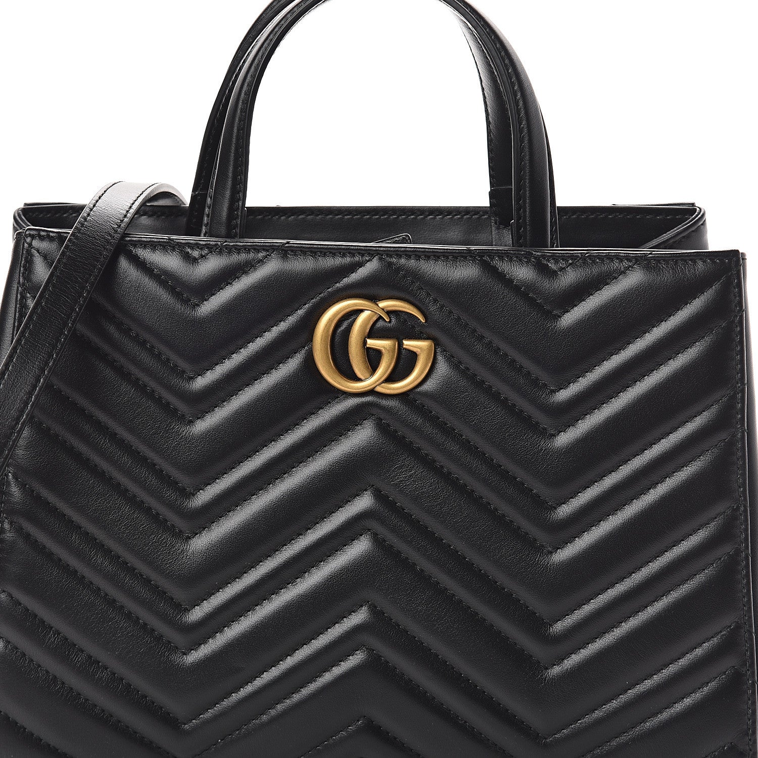 Gucci Calfskin Matelasse Small GG Marmont Tote Black 6 of 8