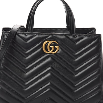 Gucci Calfskin Matelasse Small GG Marmont Tote Black 6 of 8