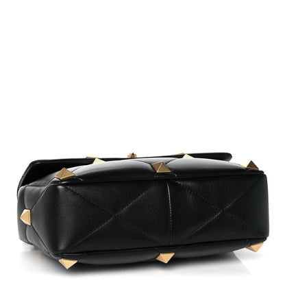 Valentino Garavani Nappa Large Roman Stud Shoulder Bag Black 3 of 10