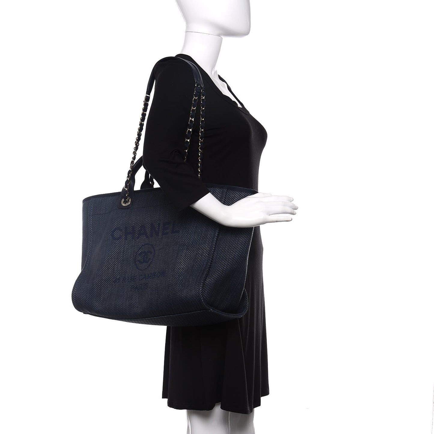 Mixed Fibers Calfskin Medium Deauville Tote Blue