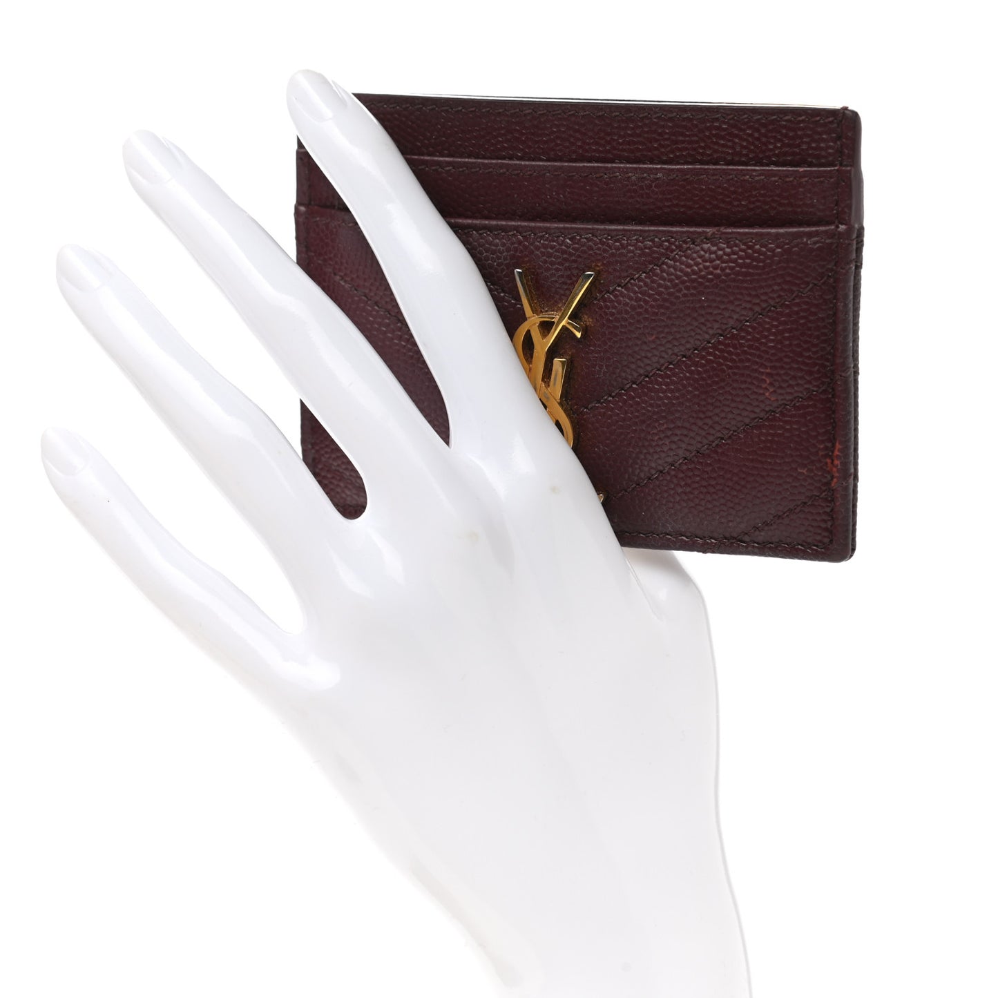 Grain De Poudre Matelasse Chevron Cassandre Credit Card Case Bordeaux