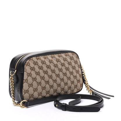 Gucci Monogram Matelasse Diagonal Small GG Marmont Chain Shoulder Bag Beige Black 2 of 10
