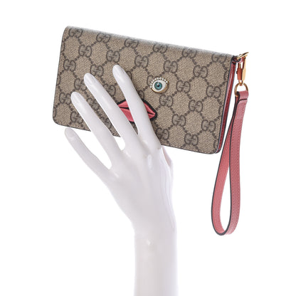 Gucci GG Supreme Monogram Embroidered Face iPhone 6 Case Wristlet Pink 2 of 7
