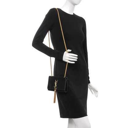 Saint Laurent Suede Small Classic Monogram Kate Tassel Satchel Black 2 of 6
