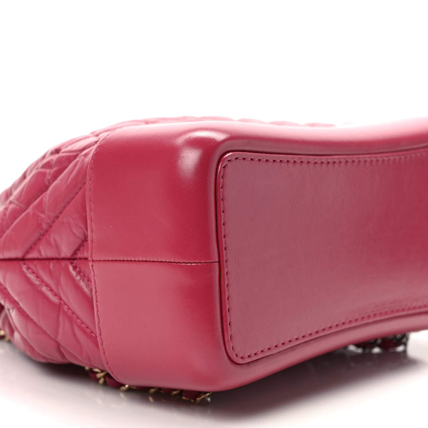 Chanel Aged Calfskin Chevron Quilted Small Gabrielle Backpack Dark Pink 8 of 9