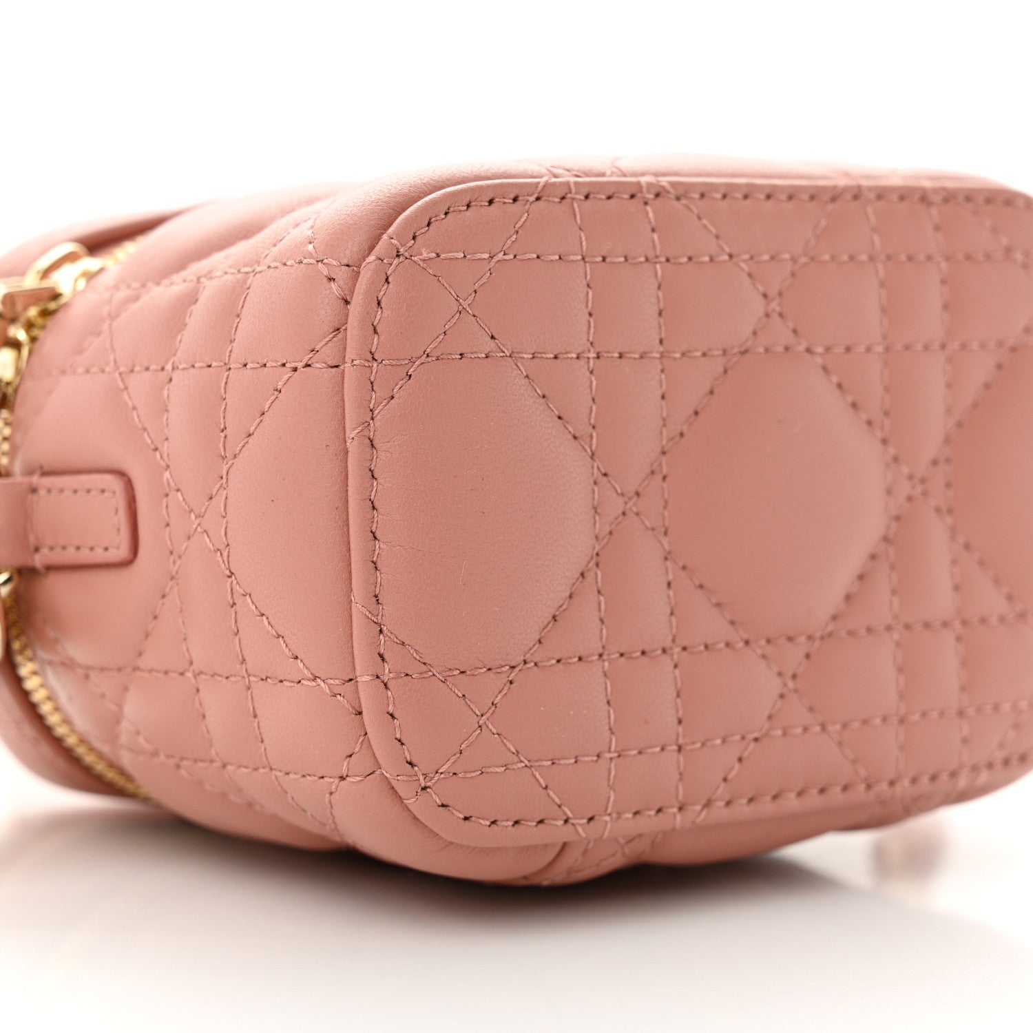 Christian Dior Lambskin Cannage Micro Lady Dior Vanity Case Deep Nude 8 of 9