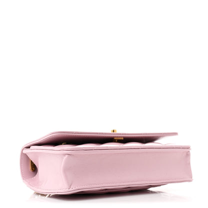 Chanel Shiny Calfskin Quilted Wallet on Chain WOC Pink 4 of 12