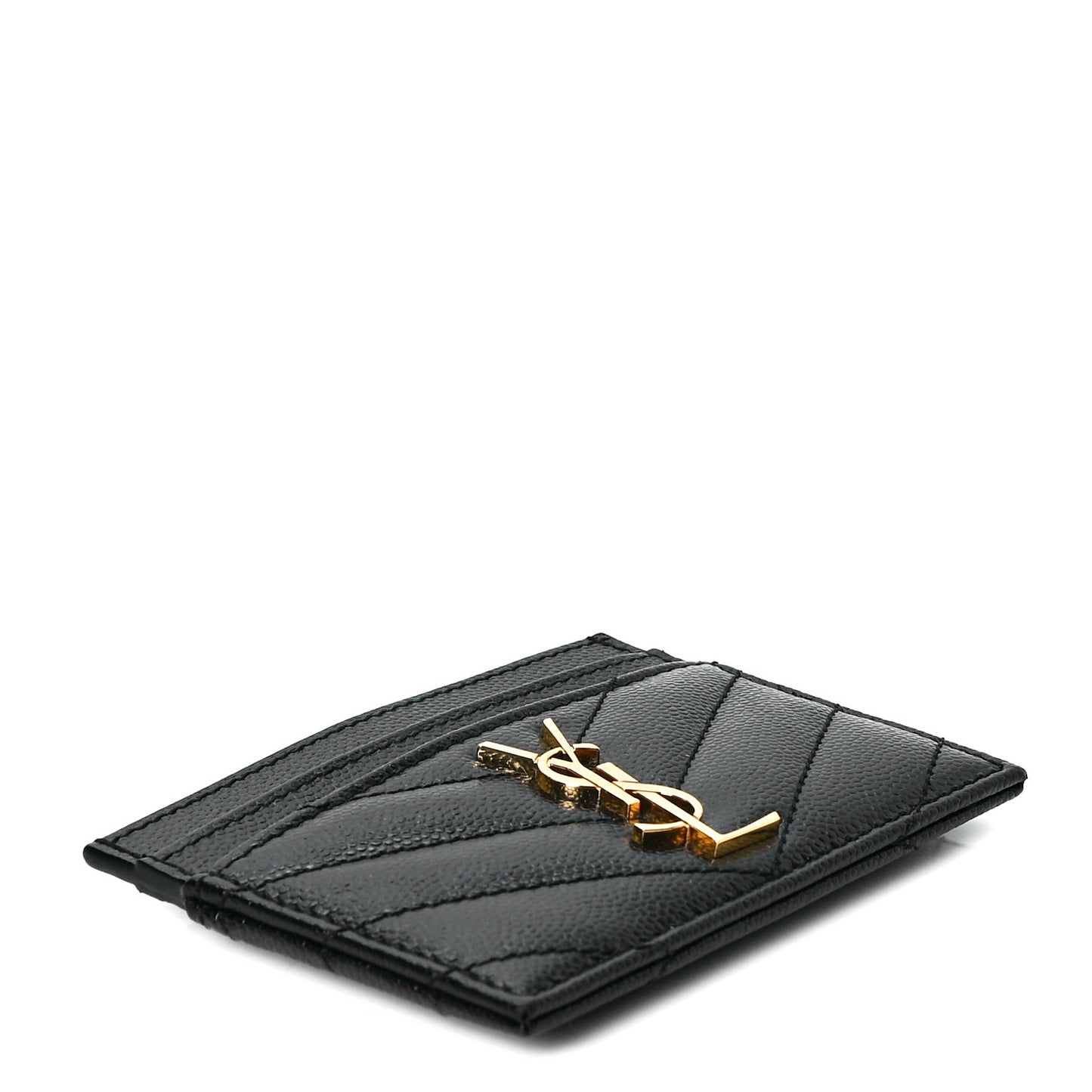 Grain De Poudre Matelasse Chevron Monogram Credit Card Case Black