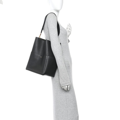 Celine Soft Grained Calfskin Sangle Bucket Bag Black 2 of 10