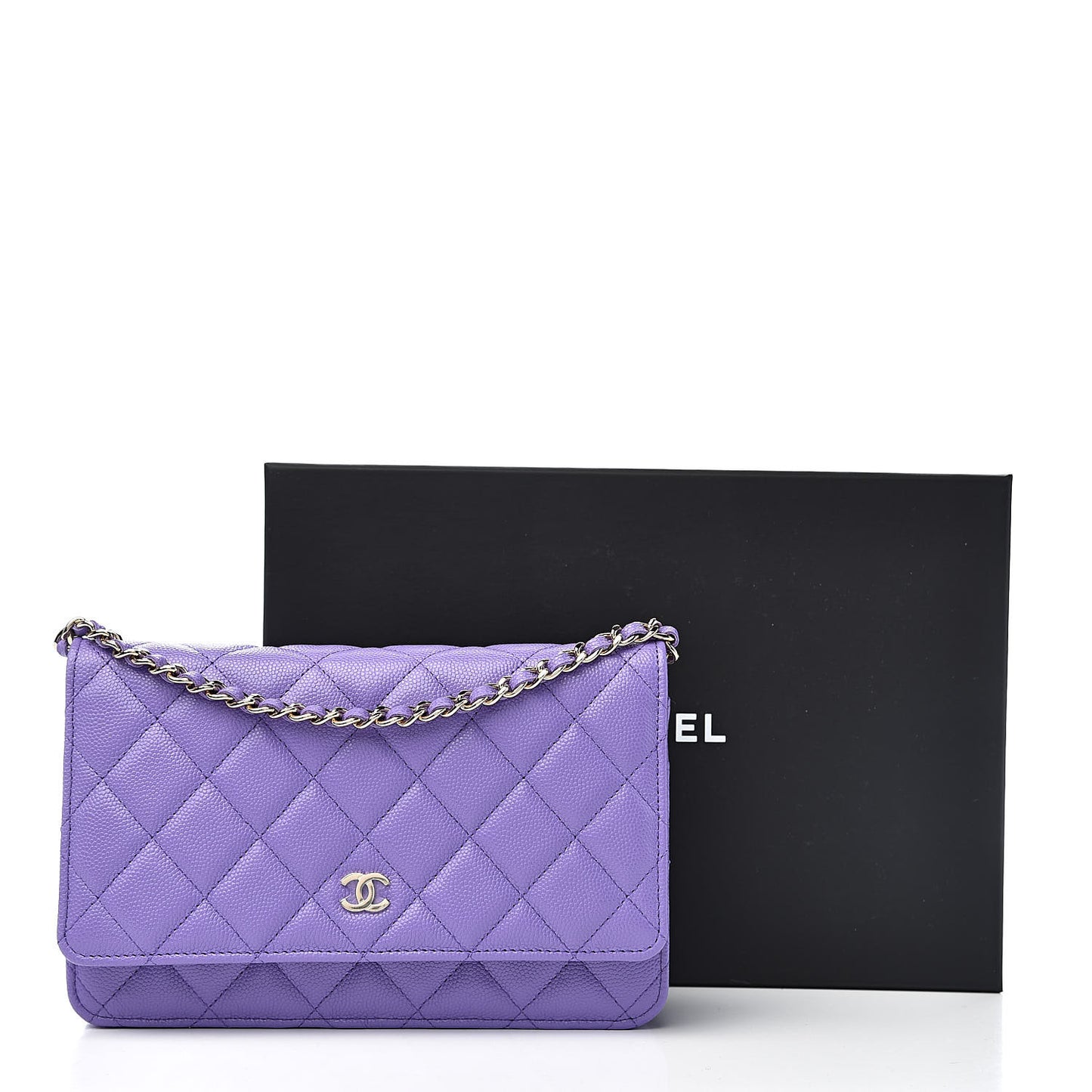 Caviar Quilted Wallet On Chain WOC Purple