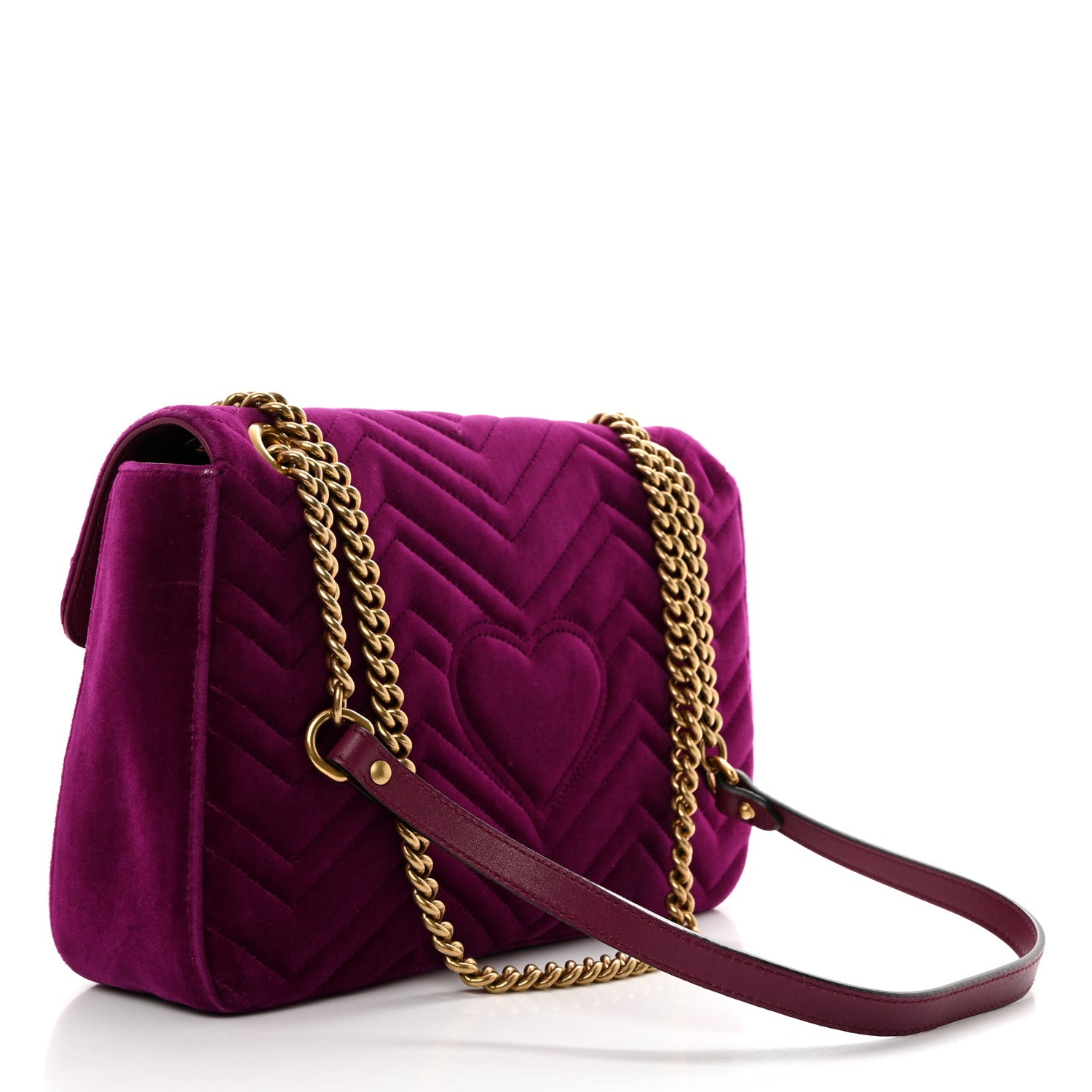 Gucci Velvet Matelasse Medium GG Marmont Shoulder Bag Fuchsia Violet Cyclamen 3 of 10