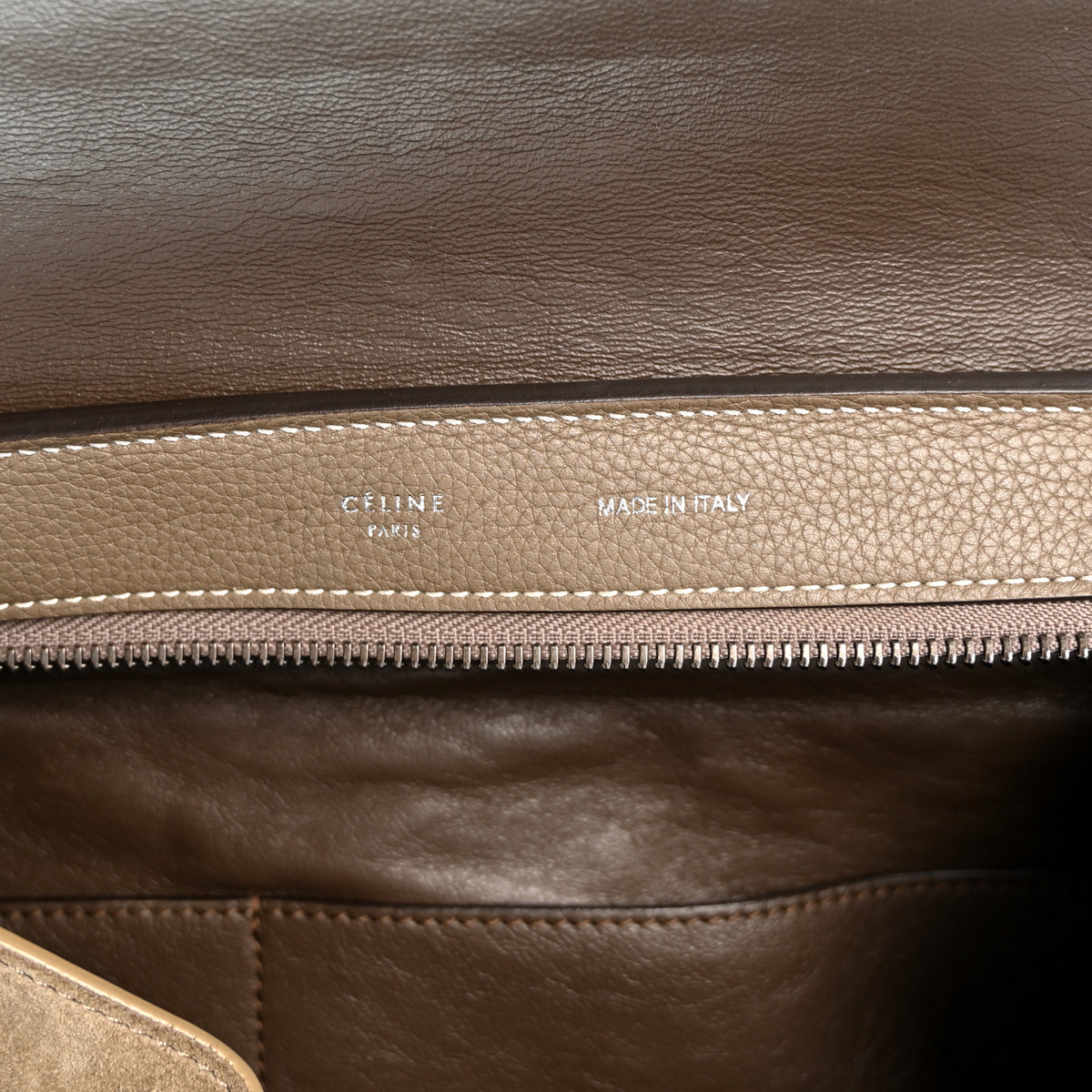 Drummed Calfskin Suede Medium Trapeze Souris