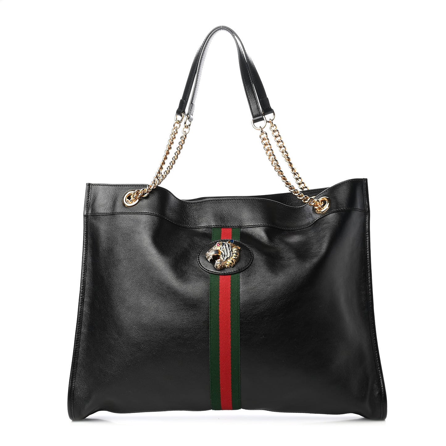 Calfskin Large Rajah Chain Tote Black