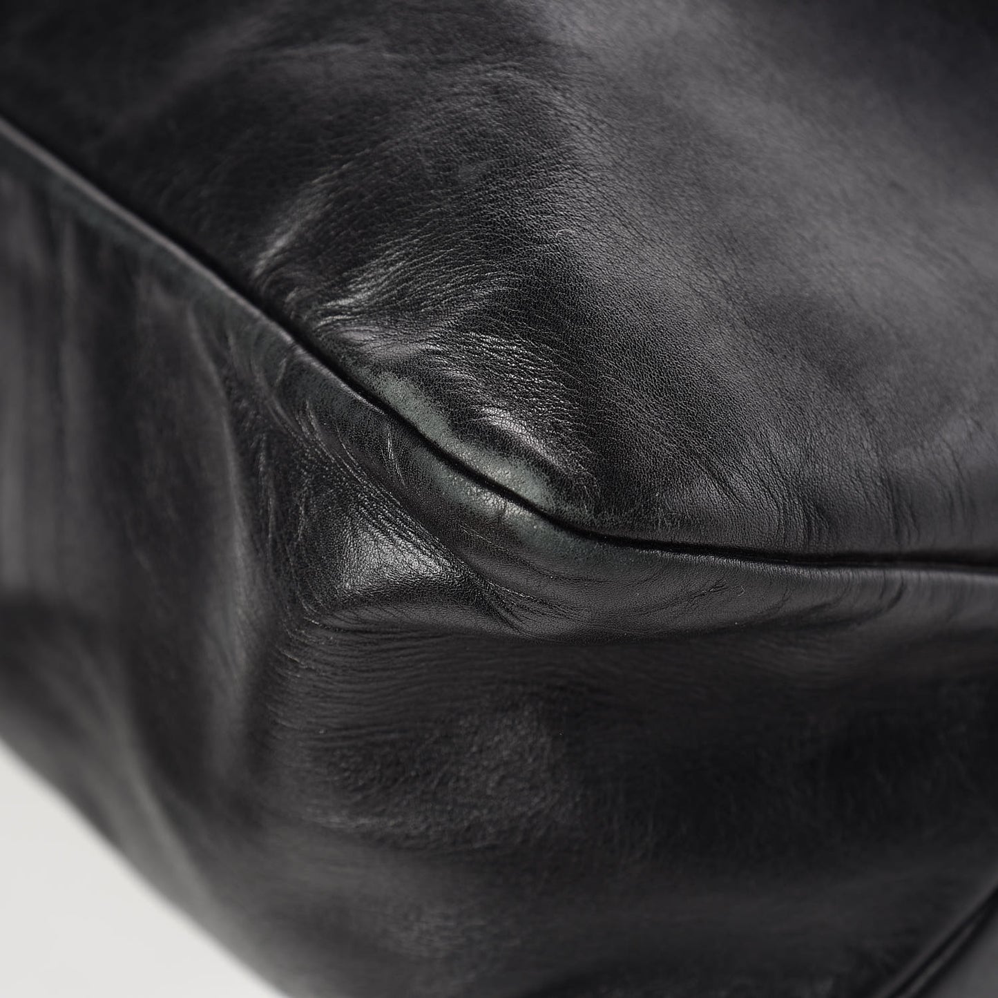 Calfskin Large Horsebit Chain Hobo Black