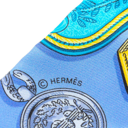 Hermes Silk Epaulettes Twilly Lavande Turquoise Jaune 6 of 7