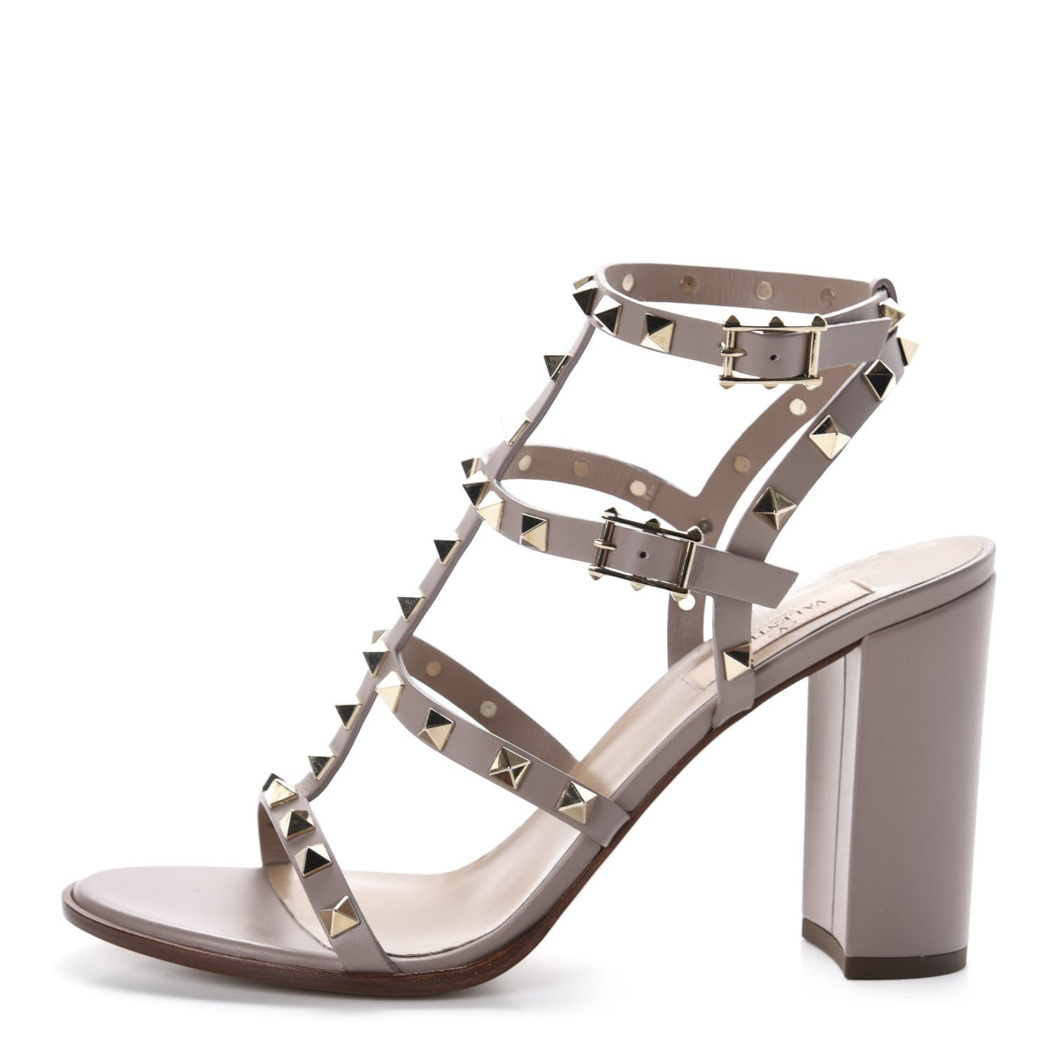 Valentino Garavani Calfskin Rockstud 90mm City Sandals 40.5 Poudre 1 of 9