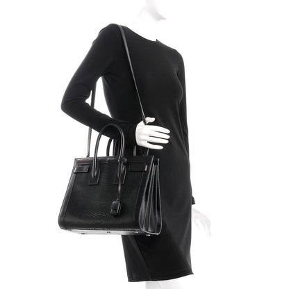 Saint Laurent Python Calfskin Embossed Small Sac de Jour Black 2 of 12