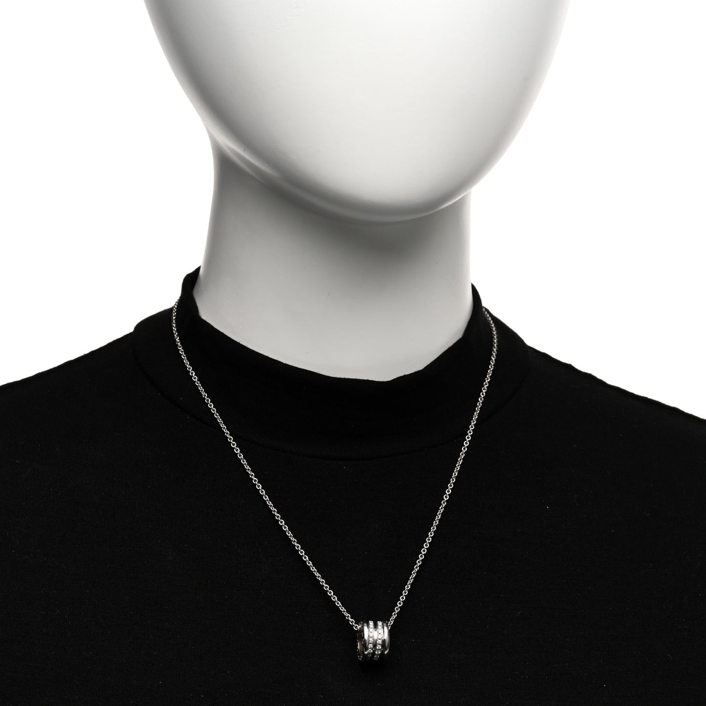 18K White Gold Diamond B.Zero1 Pave Pendant Necklace