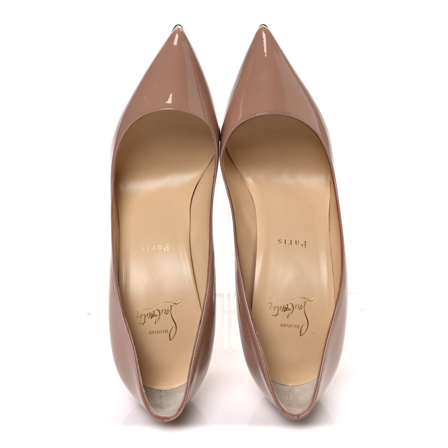 Christian Louboutin Patent Pigalle Follies 100 Pumps 38.5 Nude 2 of 10