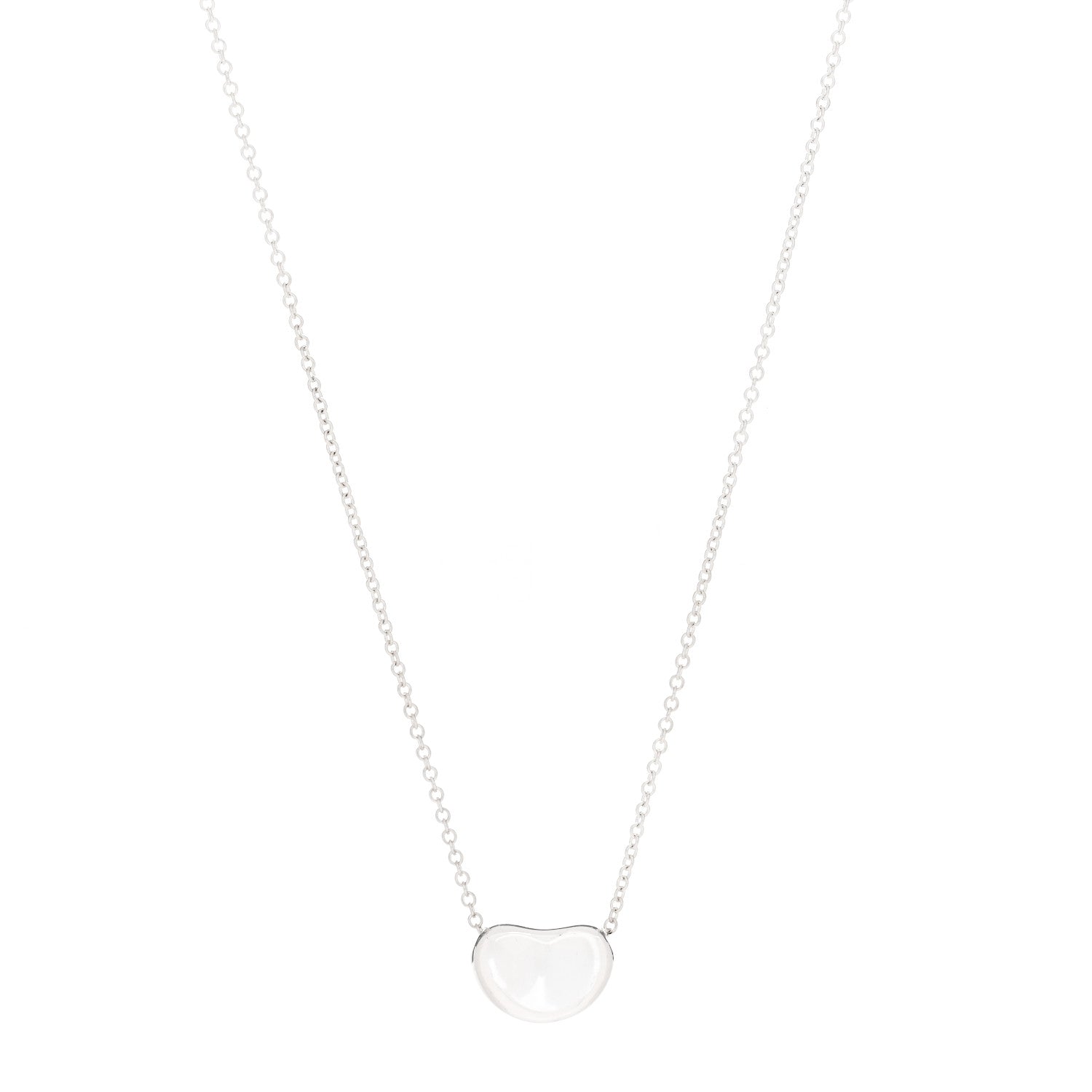 Tiffany Sterling Silver 11mm Elsa Peretti Bean Pendant Necklace 1 of 5