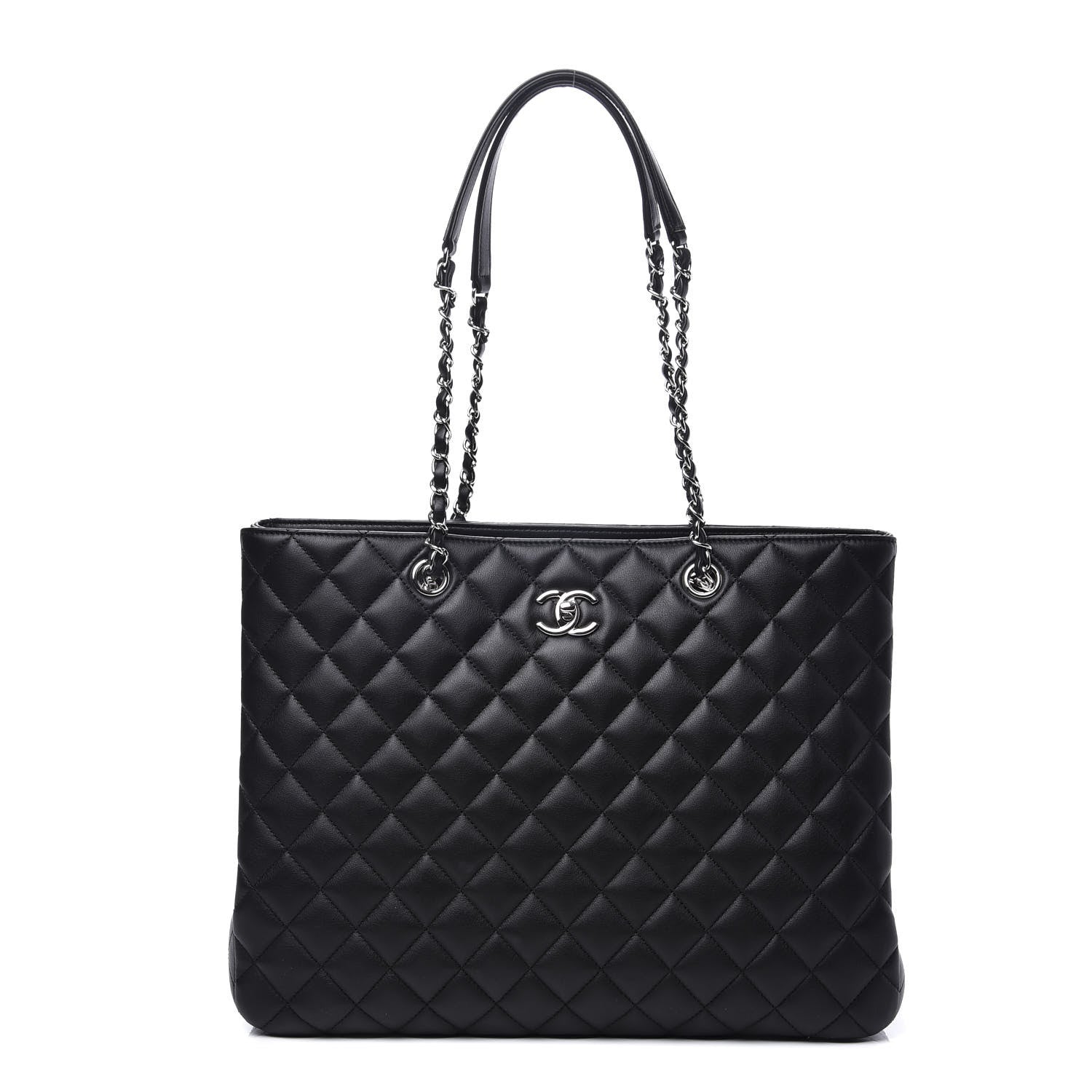 Chanel Calfskin Quilted Large CC Shopping Tote Black 1 of 11
