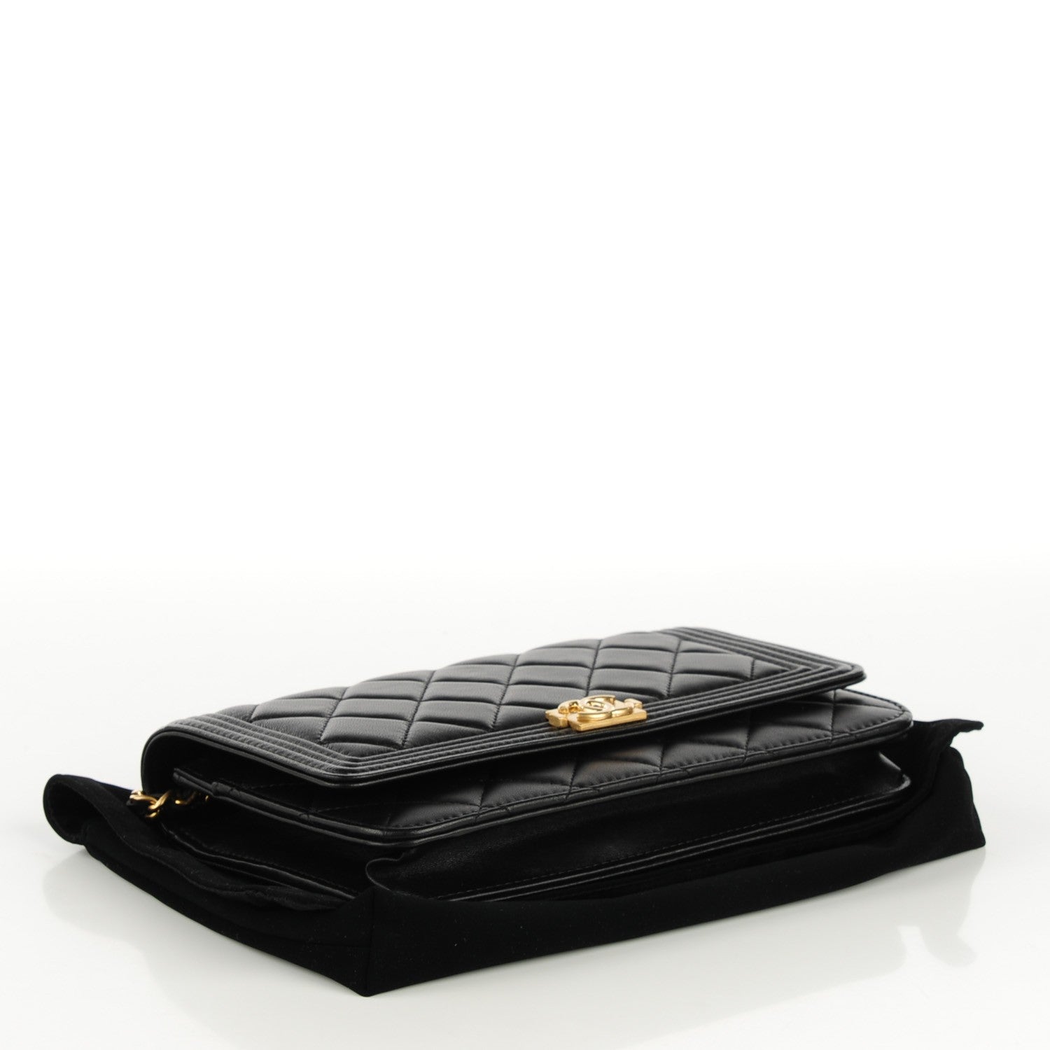 Chanel Lambskin Quilted Boy Wallet On Chain WOC Black 4 of 8
