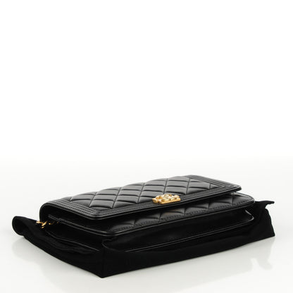 Chanel Lambskin Quilted Boy Wallet On Chain WOC Black 4 of 8