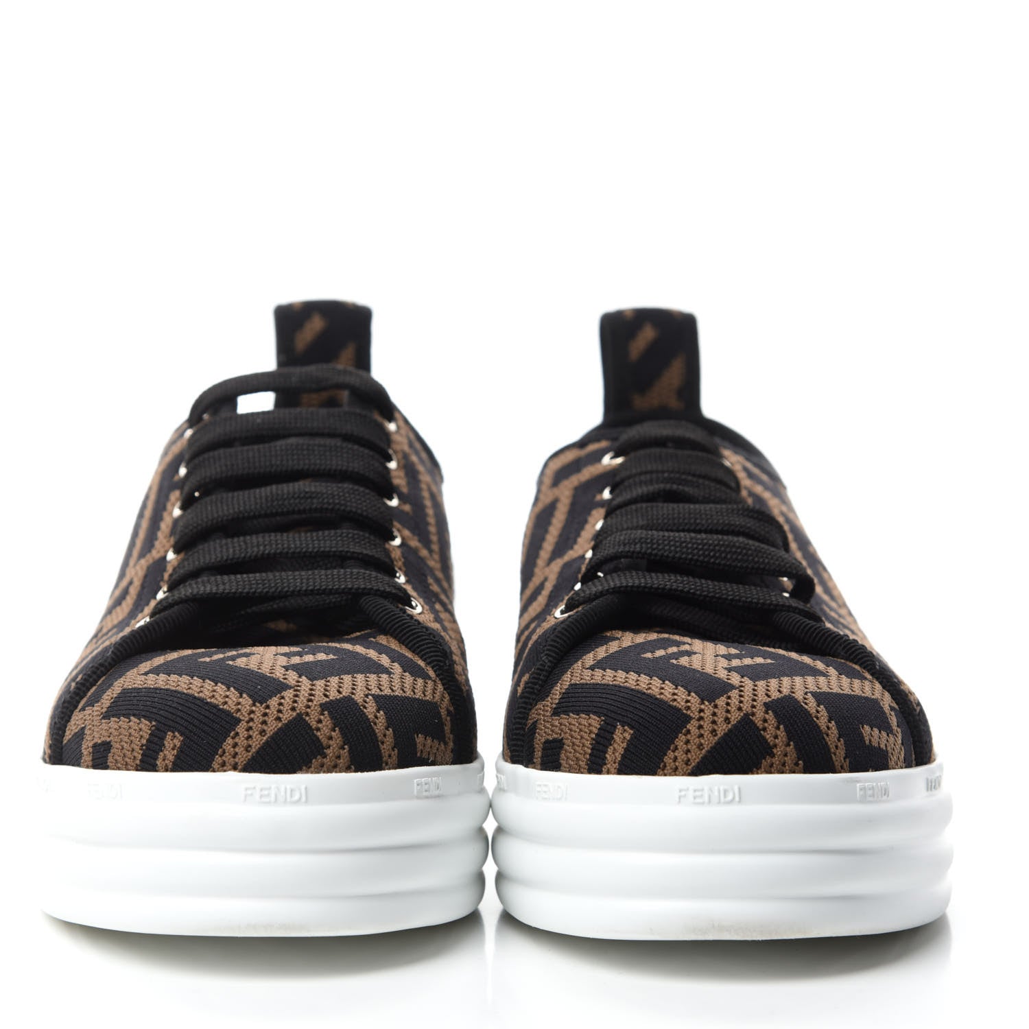 Fendi Fabric FF Micro-Perforated Rise Low Top Sneakers 36 Tobacco Black 2 of 10
