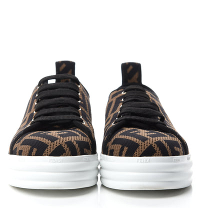 Fendi Fabric FF Micro-Perforated Rise Low Top Sneakers 36 Tobacco Black 2 of 10