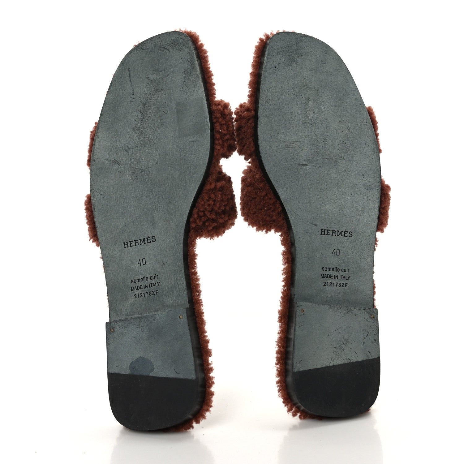 Hermes Woolskin Oran Sandals 40 Cognac 5 of 7
