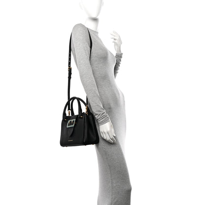 Burberry Soft Grain Calfskin Small Buckle Tote Black 3 of 21