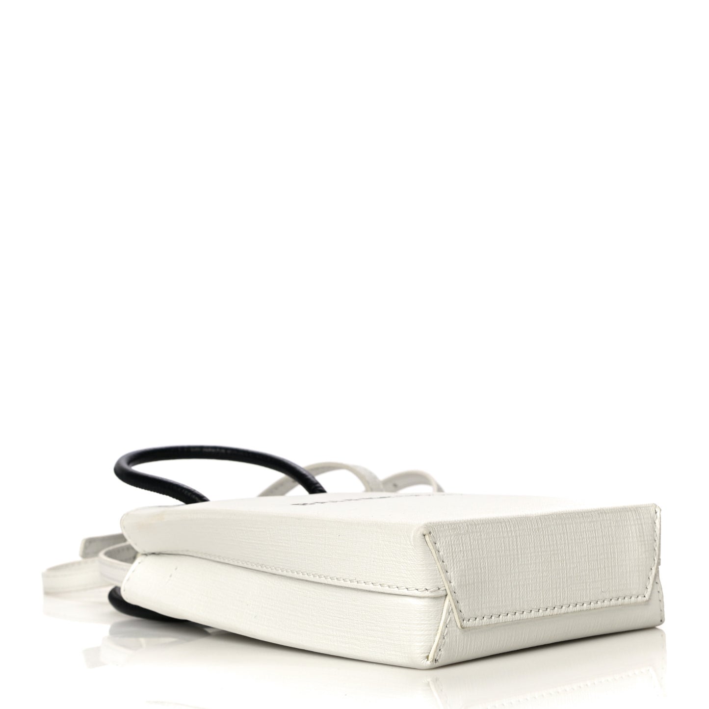 Squared Calfskin Logo Shopping Phone Holder Bag White