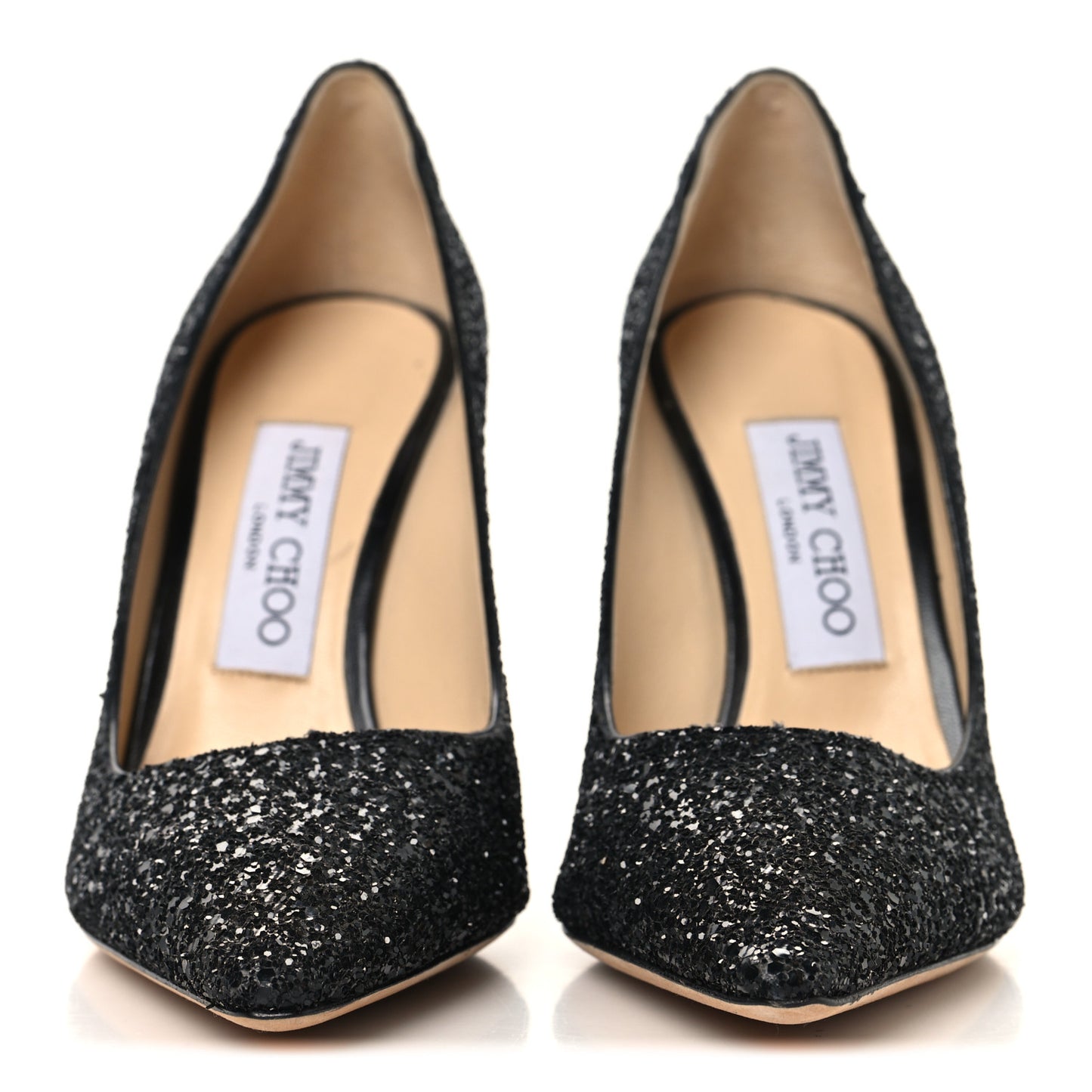 Coarse Glitter Pointy Toe Romy Pumps 36 Black