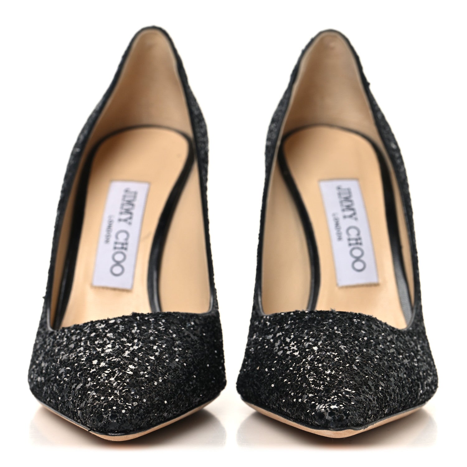 Jimmy Choo Coarse Glitter Pointy Toe Romy Pumps 36 Black 3 of 8