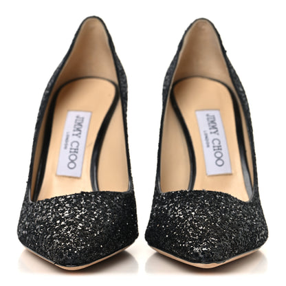 Jimmy Choo Coarse Glitter Pointy Toe Romy Pumps 36 Black 3 of 8