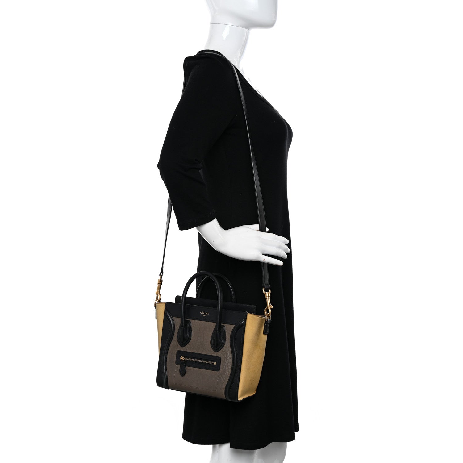 Celine Nubuck Smooth Calfskin Nano Tri-Color Luggage Desert 2 of 22