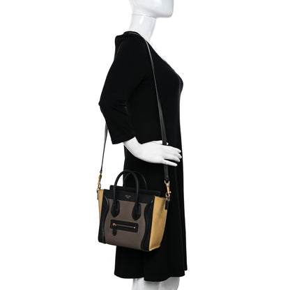 Celine Nubuck Smooth Calfskin Nano Tri-Color Luggage Desert 2 of 22
