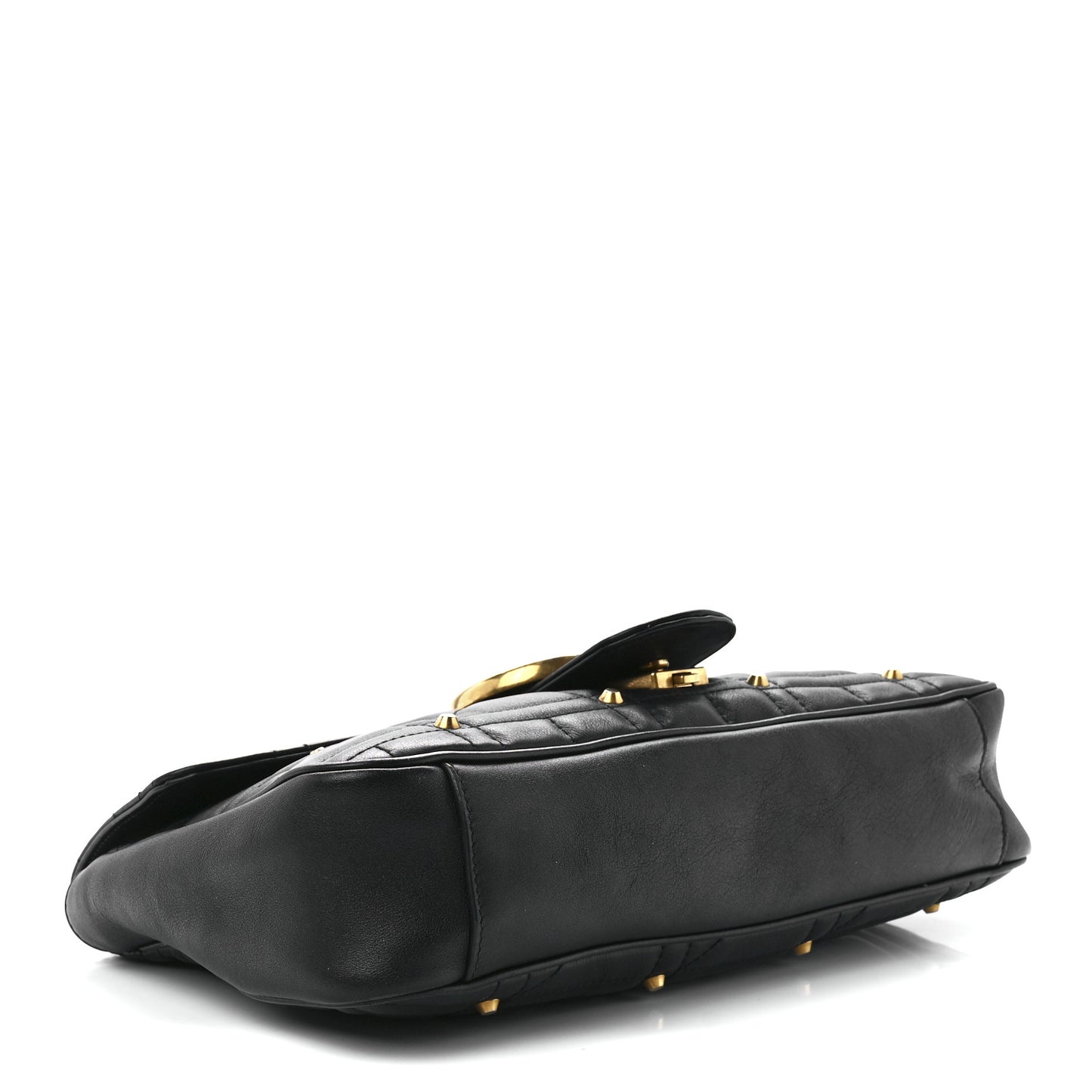 Calfskin Matelasse Studded Medium GG Marmont Shoulder Bag Black