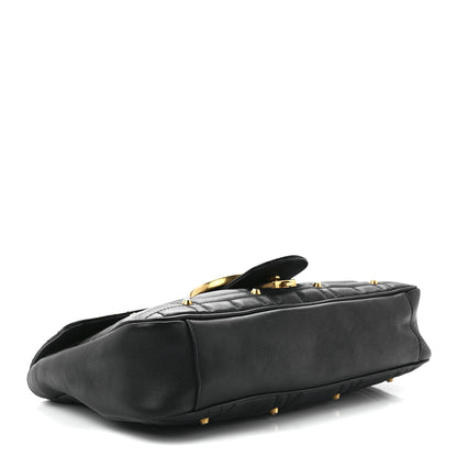 Gucci Calfskin Matelasse Studded Medium GG Marmont Shoulder Bag Black 4 of 12