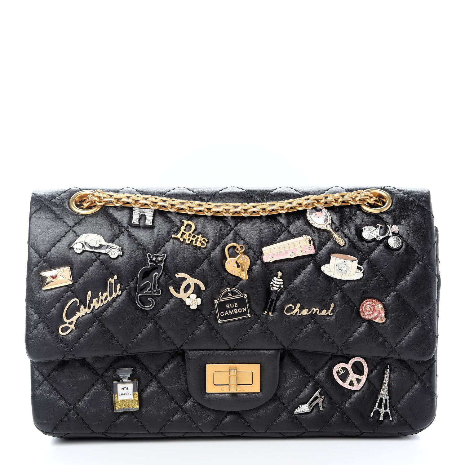 Chanel Aged Calfskin Lucky Charms 2.55 Reissue 225 Flap Black 1 of 10