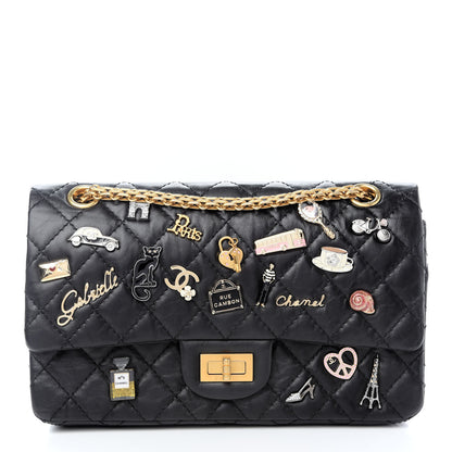 Chanel Aged Calfskin Lucky Charms 2.55 Reissue 225 Flap Black 1 of 10